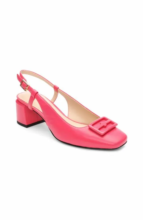 Women Flats Liverpool Los Angeles Getty Slingback With Logo Medallion Pink Punch