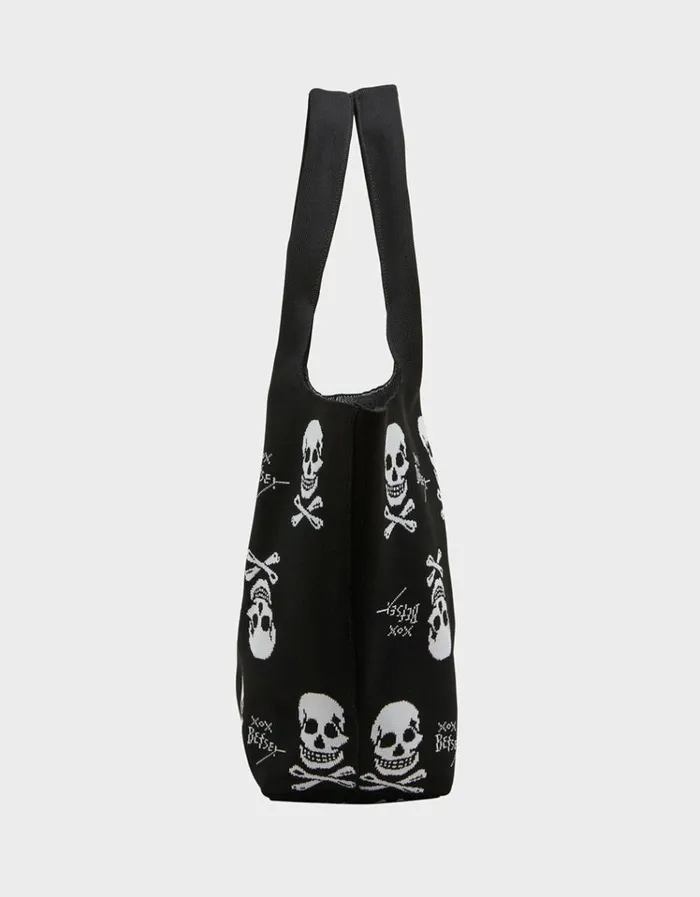 Women FLYKNIT TOTE BLACK WHITE Betsey Johnson