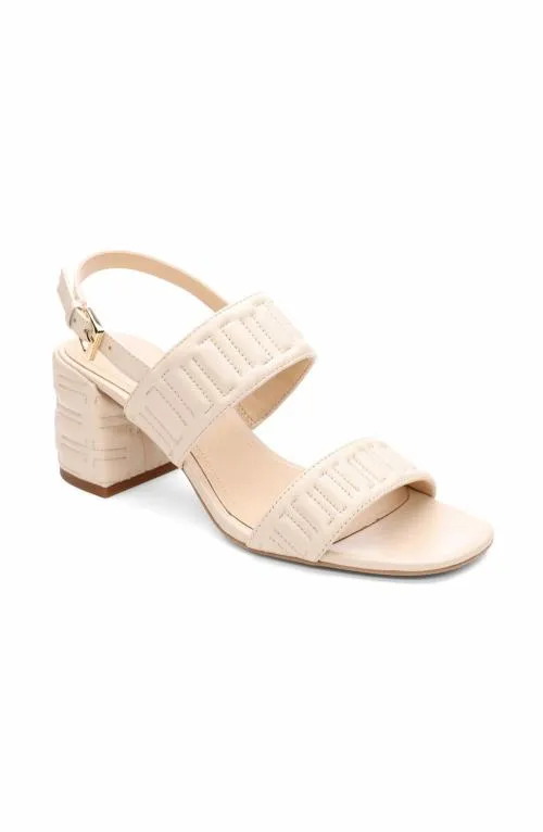 Women Heels Liverpool Los Angeles Lakewood Logo Stitch Slingback With Block Heel Ecru
