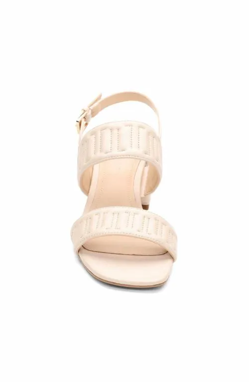 Women Heels Liverpool Los Angeles Lakewood Logo Stitch Slingback With Block Heel Ecru