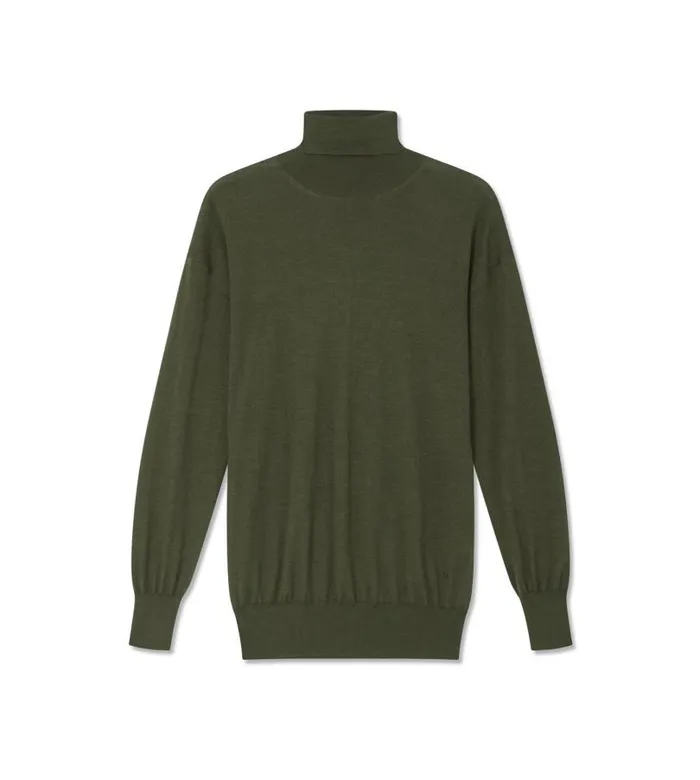 Women Knitwear Tom Ford Fine Cashmere Silk Turtleneck Military Green