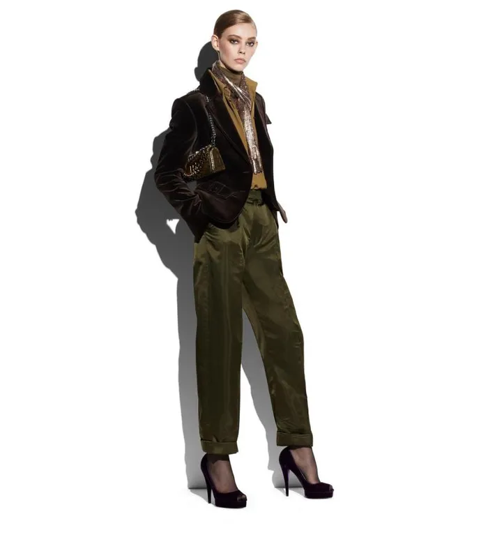 Women Knitwear Tom Ford Fine Cashmere Silk Turtleneck Military Green