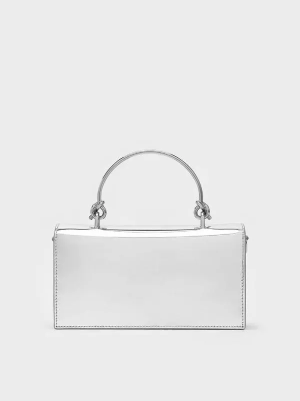 Women Kristine Metallic SculpturalHandle Long Wallet 8211 Silver CHARLES and KEITH Long Wallets