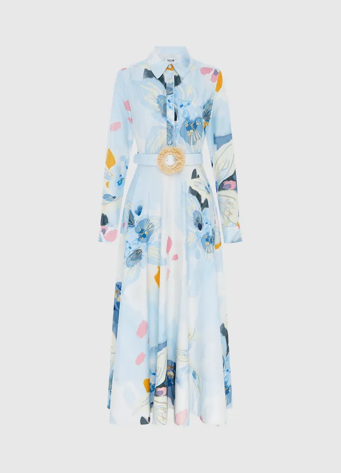 Women LEO LIN Zara Shirt Midi Dress 8211 Tranquility Print Dresses and Jumpsuits