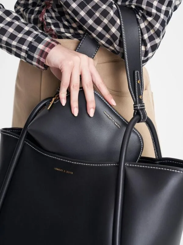Women Lyla Tubular Slouchy Tote Bag 8211 Black CHARLES and KEITH Slouchy Bags
