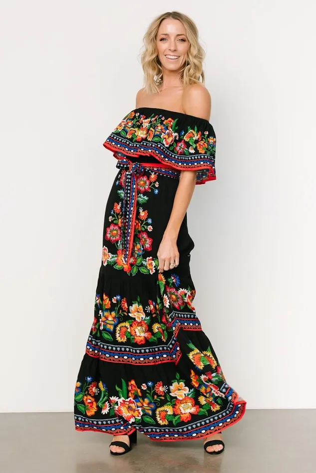 Women Maxi Dresses Baltic Born Alejandra Maxi Dress Black Multi Floral Women Maxi Dresses Baltic Born Alejandra Maxi Dress Black Multi Floral