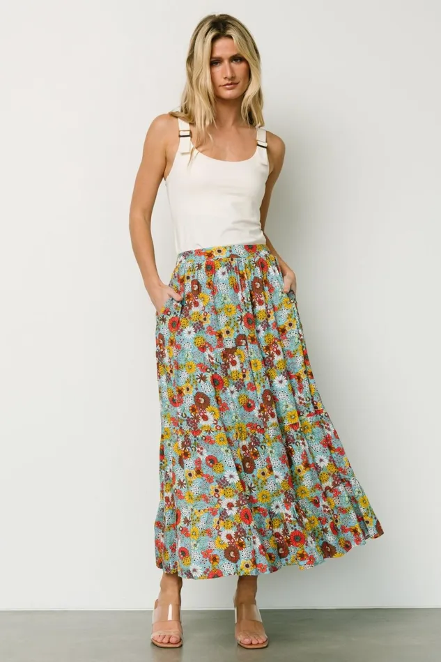 Women Maxi Dresses Baltic Born Reilly Maxi Skirt Teal Flower Print Women Maxi Dresses Baltic Born Reilly Maxi Skirt Teal Flower Print