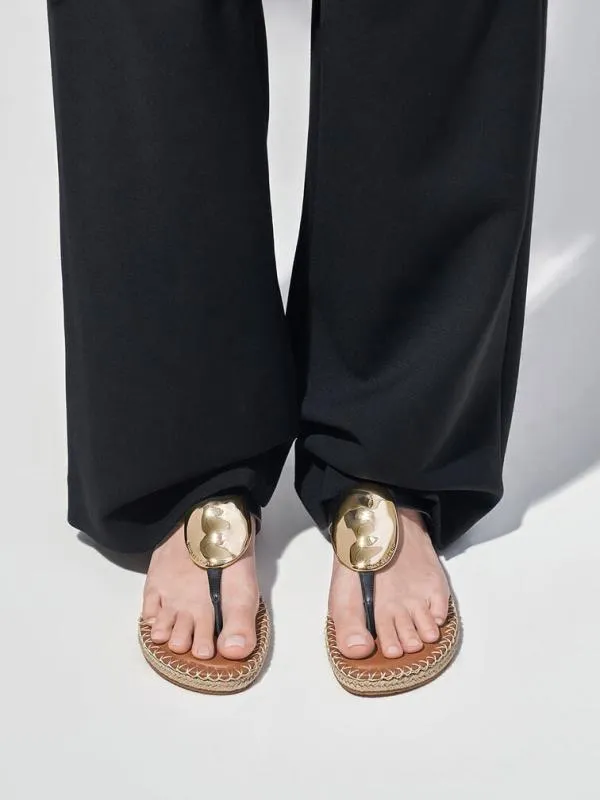 Women Metallic Oval Espadrille Sandals 8211 Black CHARLES and KEITH Sandals