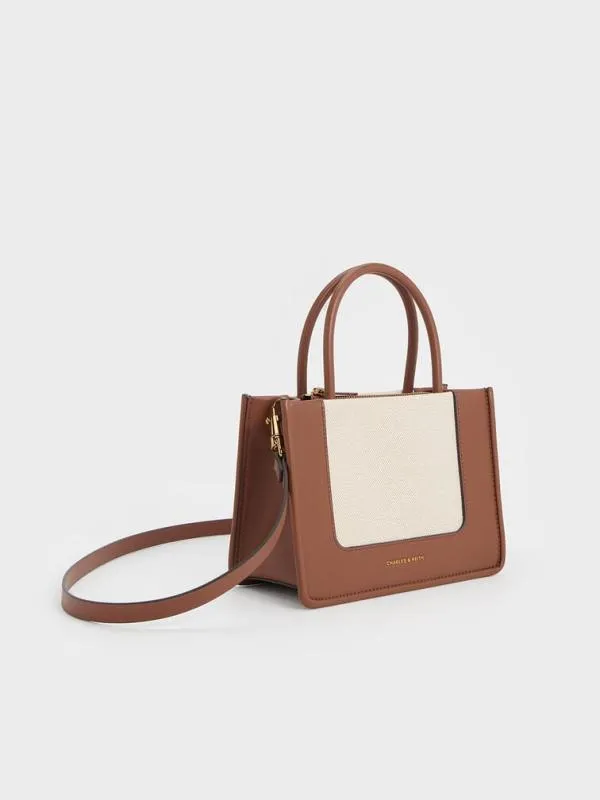 Women Mini Daylla Canvas Tote Bag 8211 Tan CHARLES and KEITH Tote Bags
