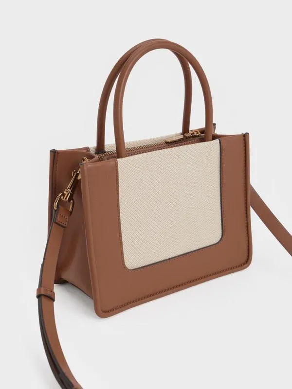 Women Mini Daylla Canvas Tote Bag 8211 Tan CHARLES and KEITH Tote Bags