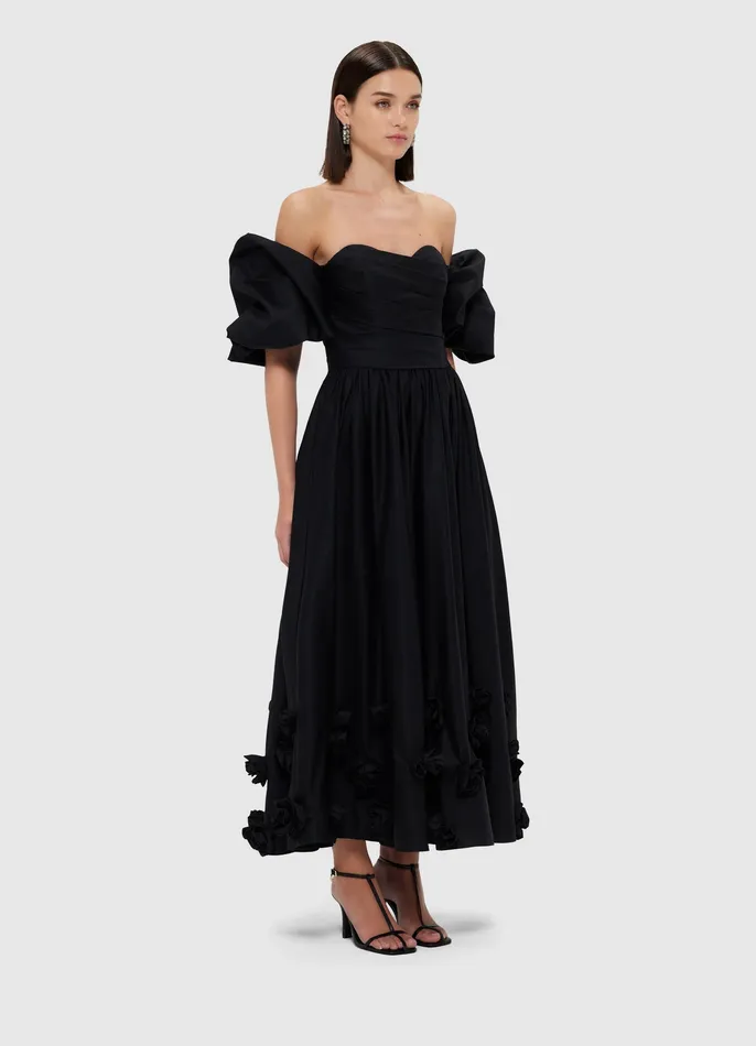 Women Miranda Rose Midi Dress 8211 Ebony Dresses and Jumpsuits LEO LIN