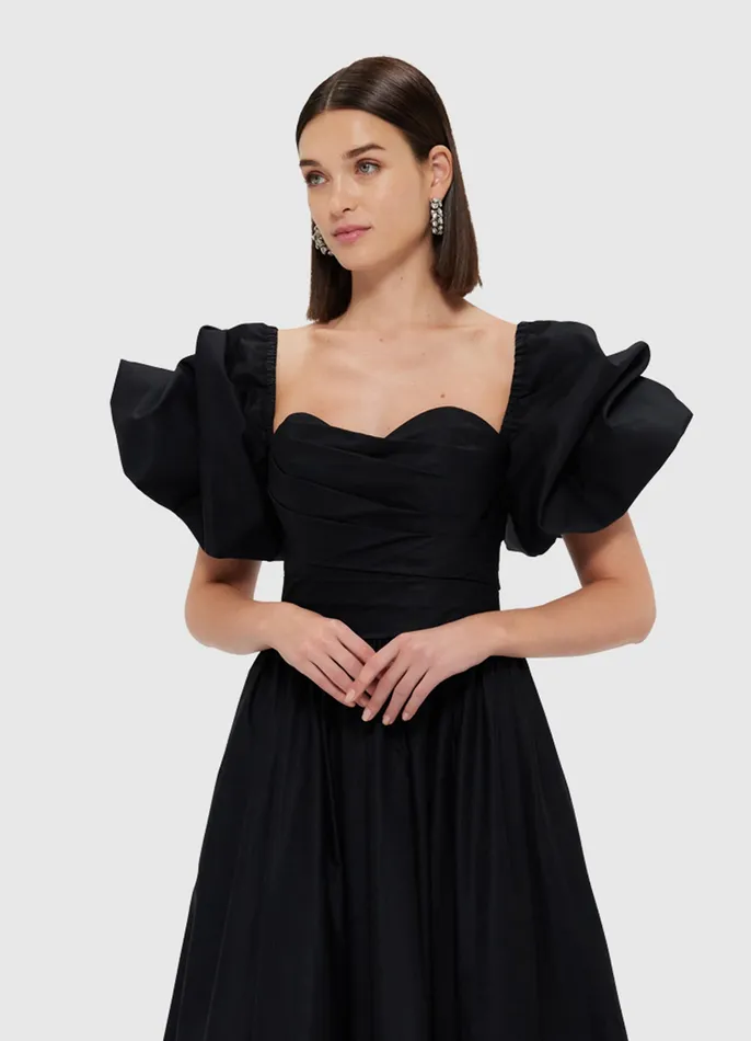 Women Miranda Rose Midi Dress 8211 Ebony Dresses and Jumpsuits LEO LIN