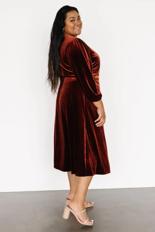 Women Mother Of The Bride Baltic Born Beckinsale Velvet Wrap Dress Cinnamon