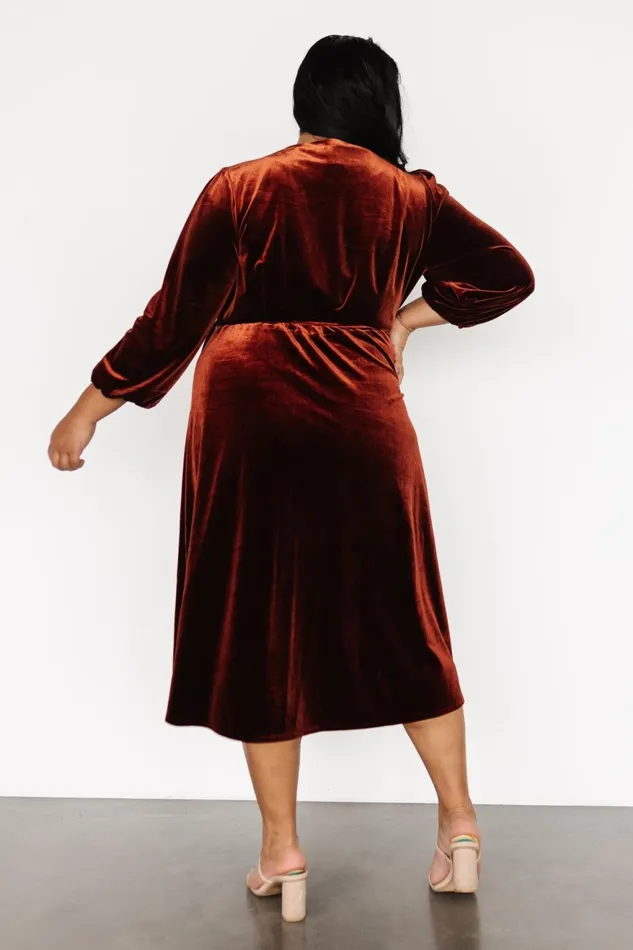 Women Mother Of The Bride Baltic Born Beckinsale Velvet Wrap Dress Cinnamon