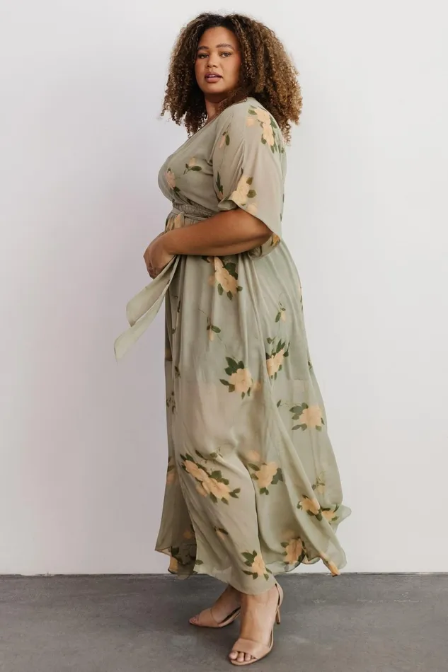 Women Mother Of The Bride Baltic Born Kia Kimono Maxi Dress Olive Floral
