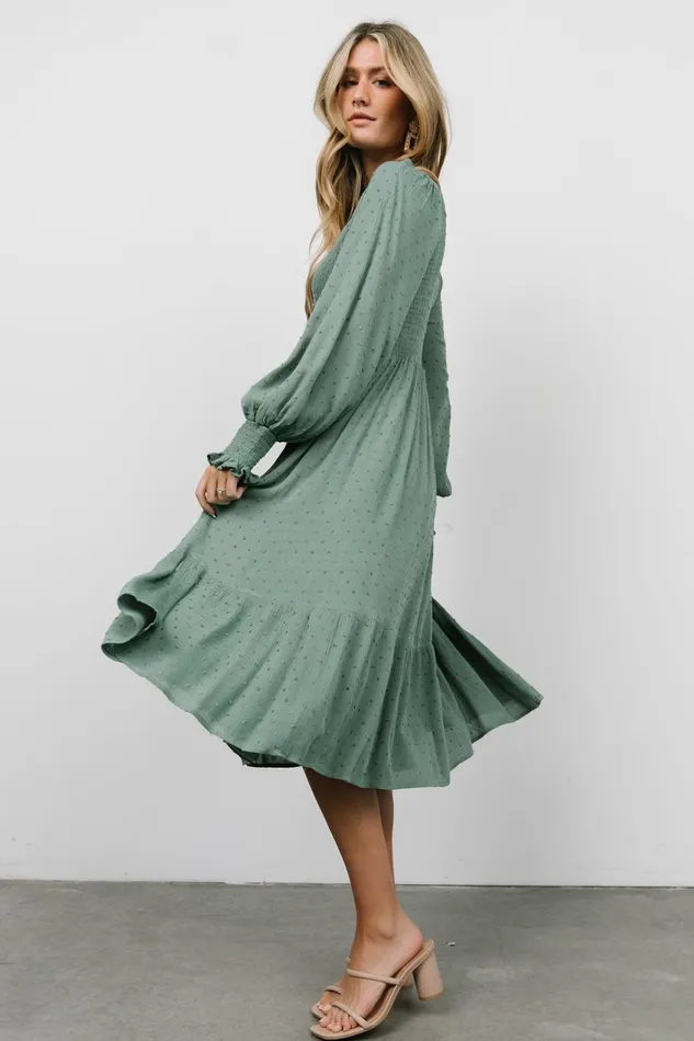 Women Mother Of The Bride Baltic Born Lainey Smocked Dotted Midi Dress Dark Sage Women Mother Of The Bride Baltic Born Lainey Smocked Dotted Midi Dress Dark Sage