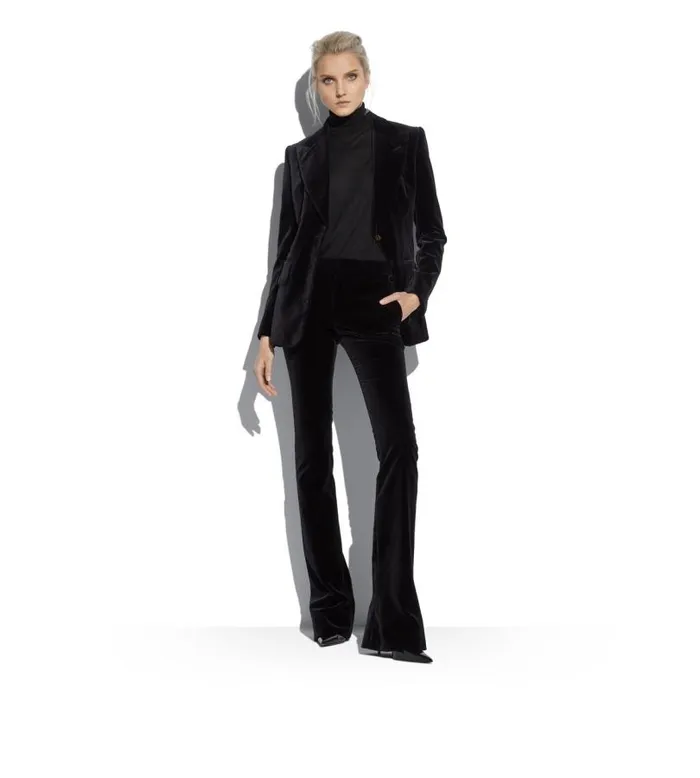 Women Pants and Shorts Tom Ford Cotton Velvet Flare Pants Black