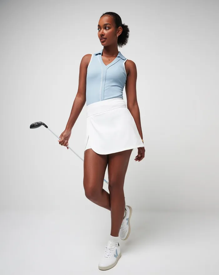Women Polos TravisMathew SIP AND SEA MOVEKNIT SLEEVELESS POLO Celestial Blue