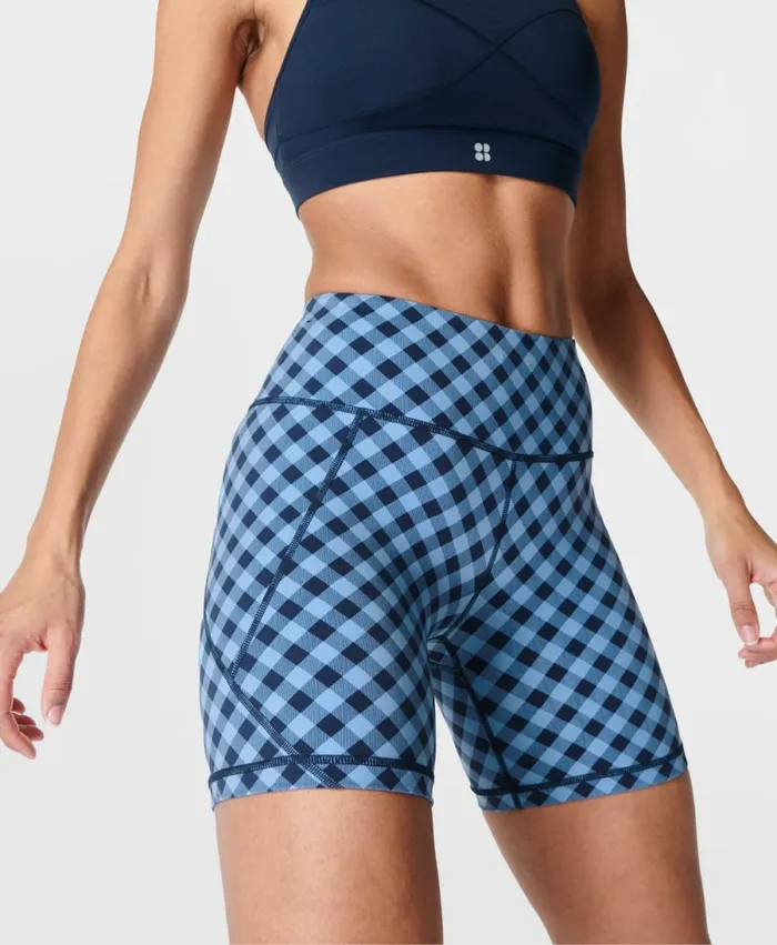 Women Power 6034 Cycling Shorts Blue Striped Gingham Print Sweaty Betty Shorts Skirts Women Power 6034 Cycling Shorts Blue Striped Gingham Print Sweaty Betty Shorts Skirts