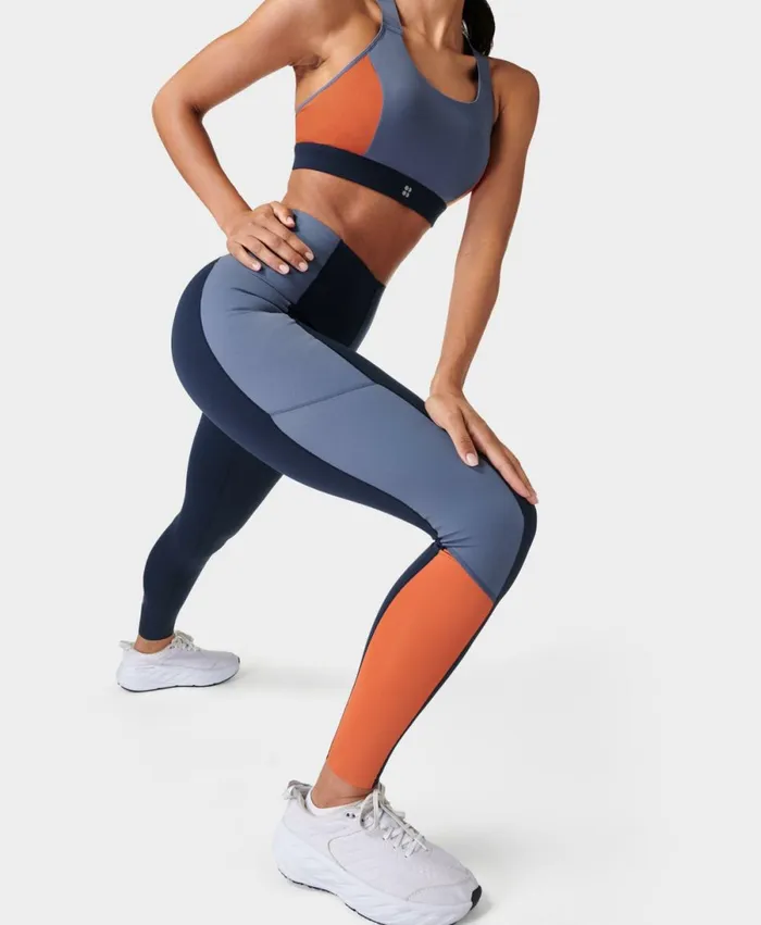 Women Power Ultrasculpt HighWaisted Gym Legging Colour Block Endless Blue Sweaty Betty Pocketed