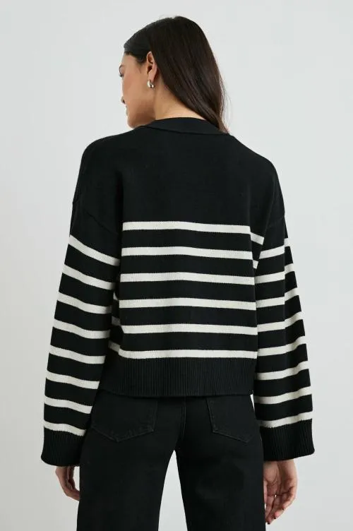 Women Rails Sweaters Geneva Cardigan Black Oatmeal Stripe