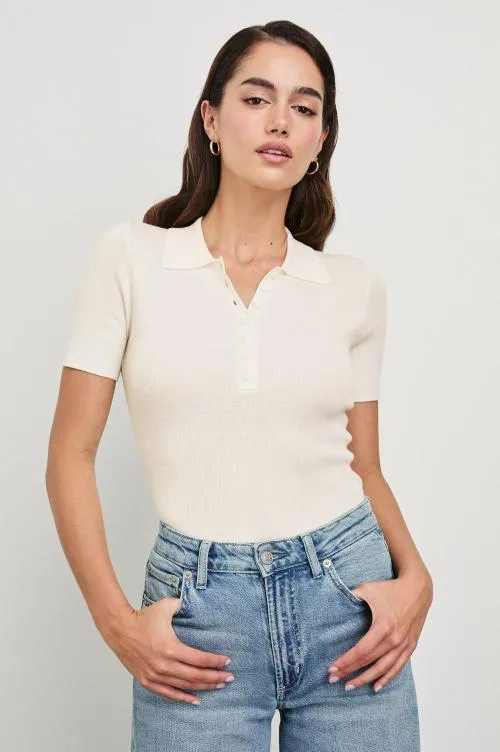 Women Rails Tops Court Polo Shirt White