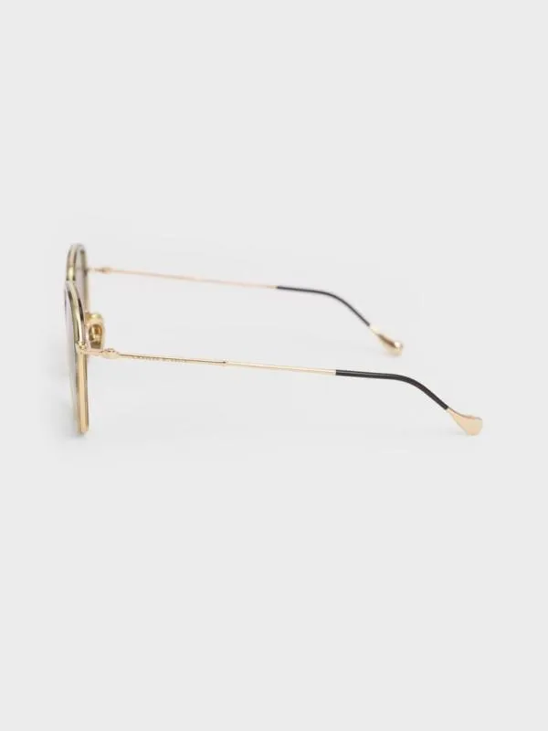 Women Recycled Acetate WireFrame Sunglasses 8211 Taupe CHARLES and KEITH Butterfly