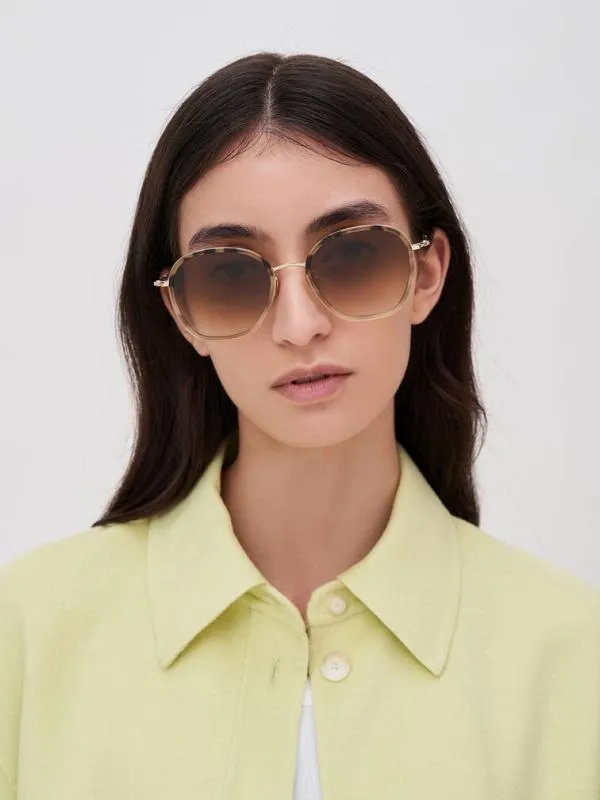 Women Recycled Acetate WireFrame Sunglasses 8211 Taupe CHARLES and KEITH Butterfly