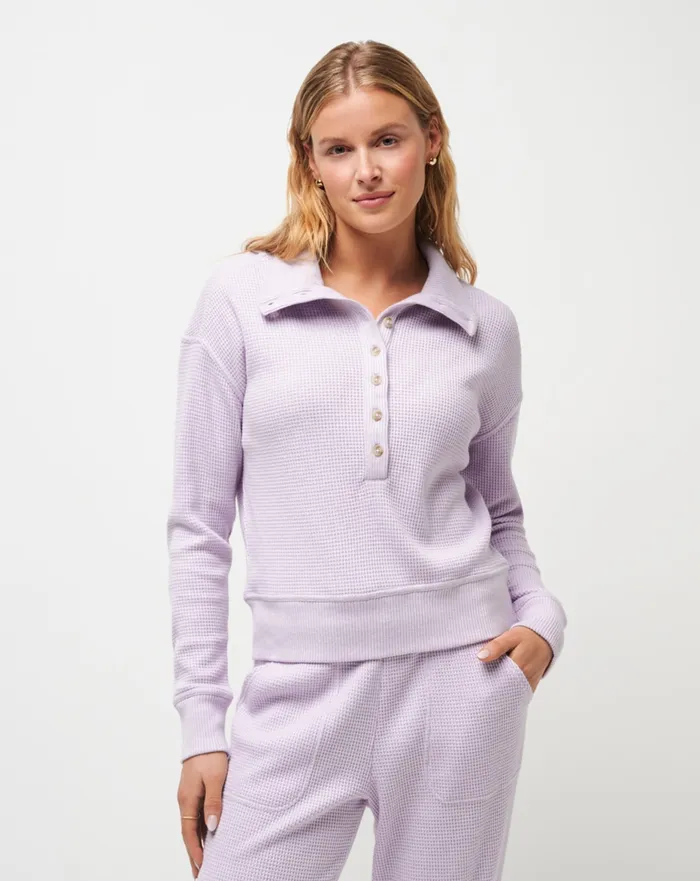 Women Shirts and Tops TravisMathew LONG WEEKEND HENLEY Heather Iris