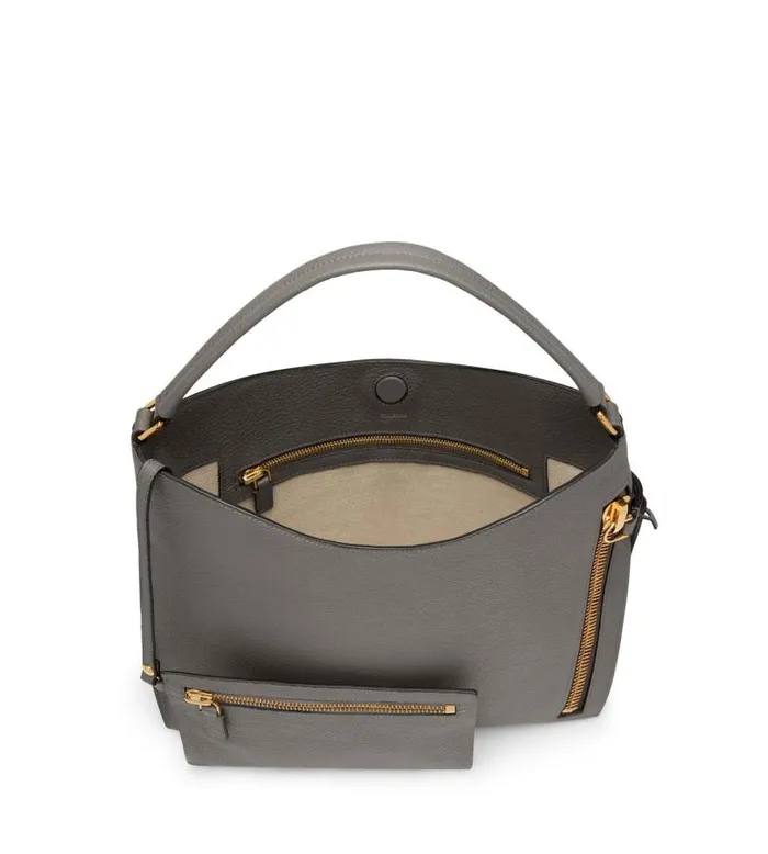 Women Shoulder Bags Tom Ford Grain Leather Alix Small Hobo Graphite Women Shoulder Bags Tom Ford Grain Leather Alix Small Hobo Graphite
