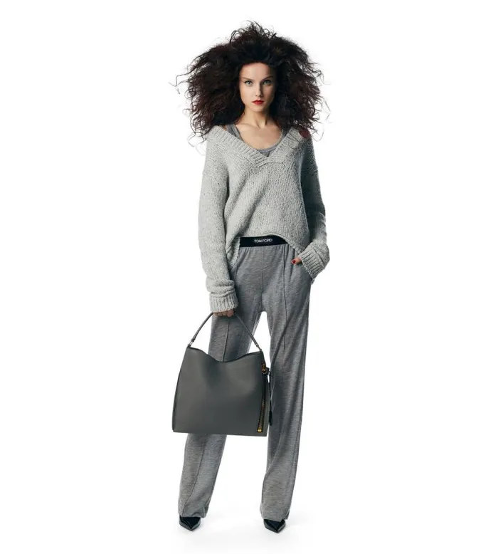 Women Shoulder Bags Tom Ford Grain Leather Alix Small Hobo Graphite Women Shoulder Bags Tom Ford Grain Leather Alix Small Hobo Graphite