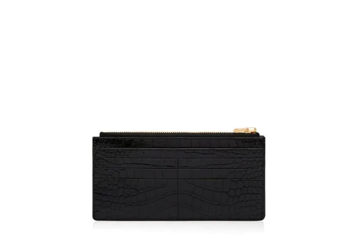 Women Small Leather Goods Tom Ford Shiny Stamped Crocodile Leather Classic Tf Multifunctional Wallet Black Women Small Leather Goods Tom Ford Shiny Stamped Crocodile Leather Classic Tf Multifunctional Wallet Black