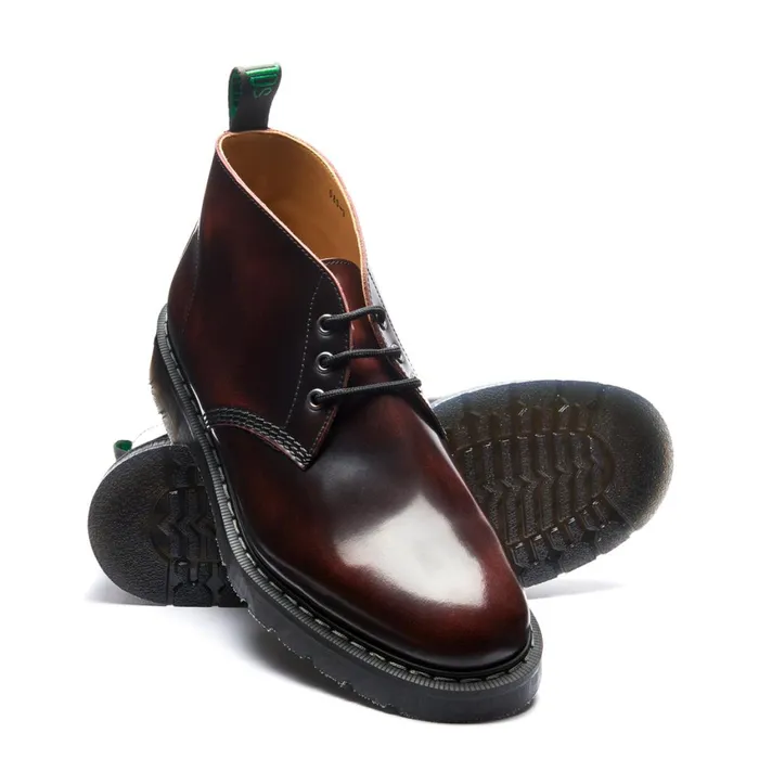 Women Solovair Chukka Boots Burgundy RubOff 3 Eye Chukka Boot