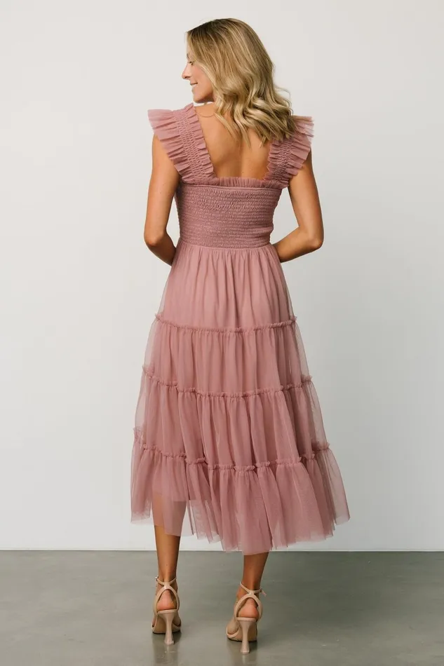 Women Tulle Styles Baltic Born Emma Smocked Tulle Dress Dusty Rose