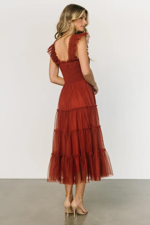 Women Tulle Styles Baltic Born Emma Smocked Tulle Dress Oxblood