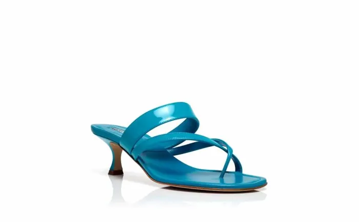 Women Turquoise Patent Leather Mules Manolo Blahnik Mules