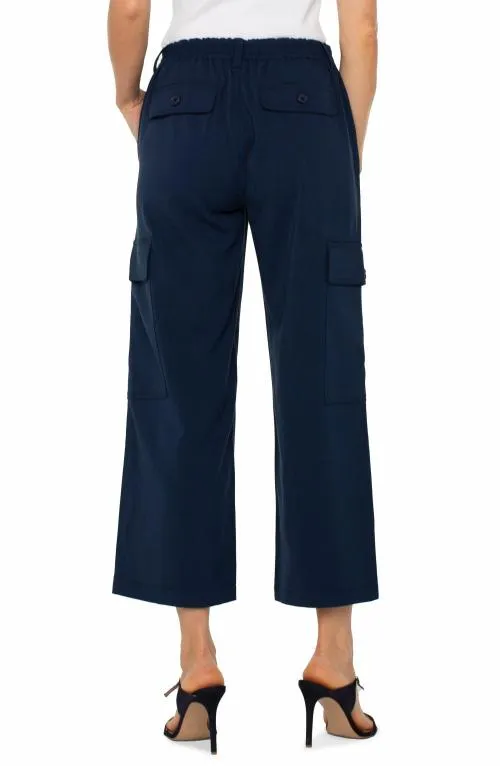 Women Utility Pants Liverpool Los Angeles Hirise Cargo Crop Straight Dark Navy