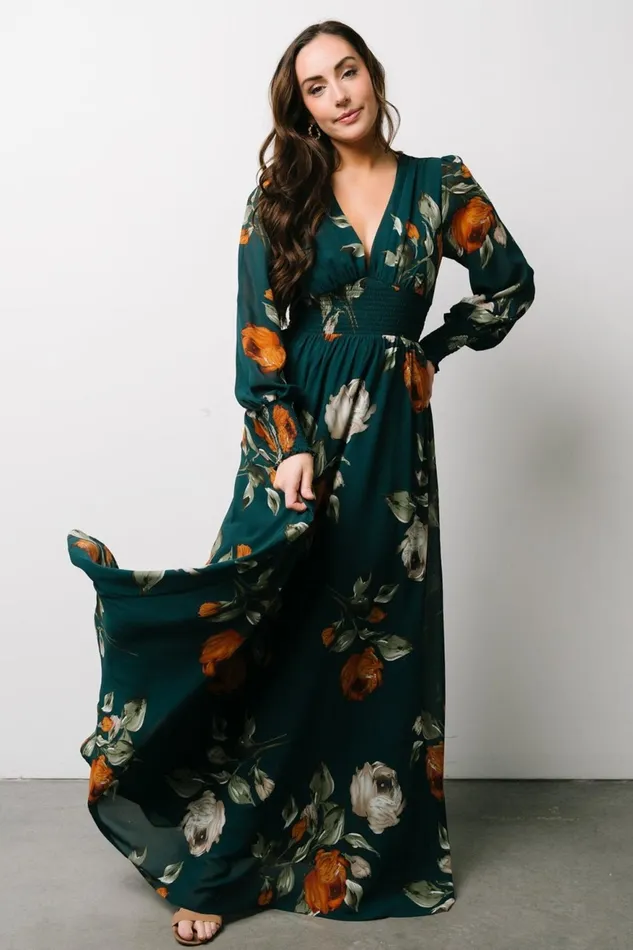 Women Wedding Guest Baltic Born Olivia Maxi Dress Deep Topaz Floral Women Wedding Guest Baltic Born Olivia Maxi Dress Deep Topaz Floral