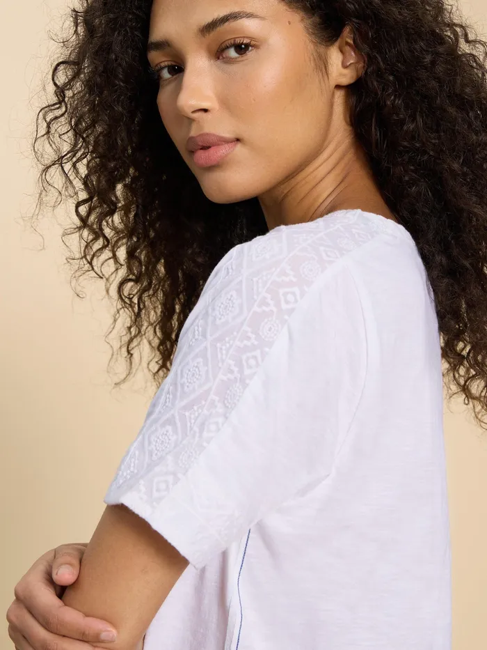 Women White Stuff Clothing EMBROIDERED TIE HEM TOP