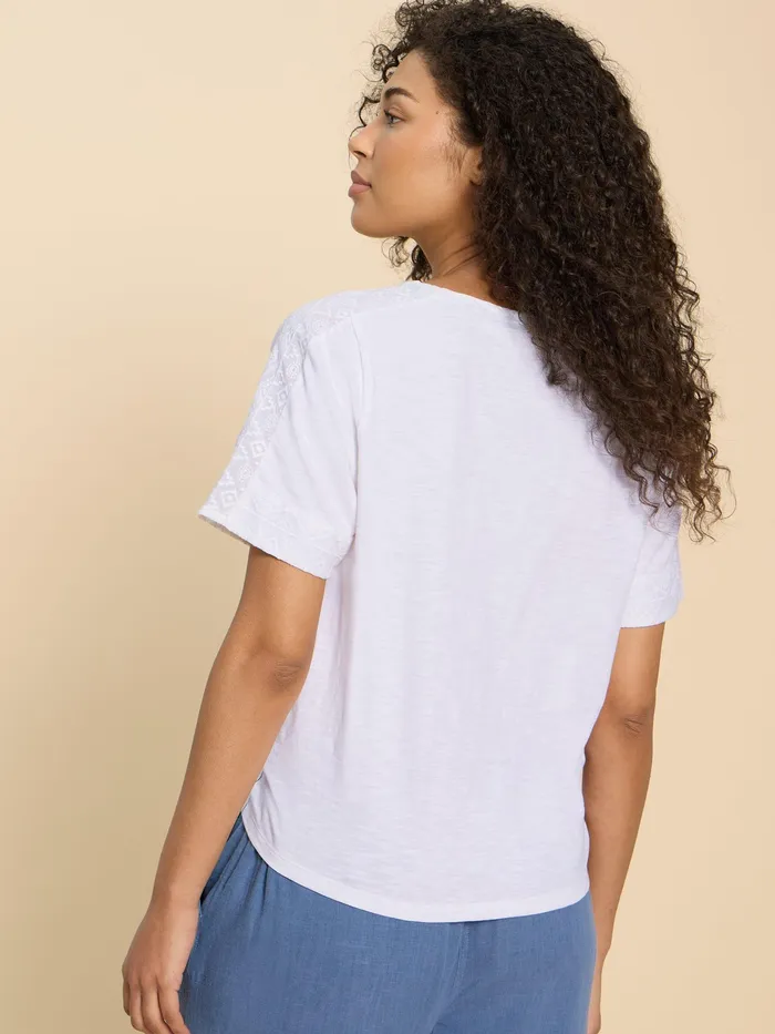 Women White Stuff Clothing EMBROIDERED TIE HEM TOP