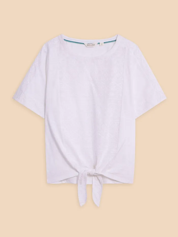 Women White Stuff Clothing EMBROIDERED TIE HEM TOP