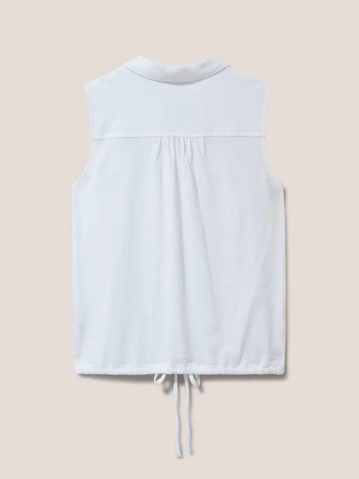 Women White Stuff Clothing Flowing Grasses Sleeveless Jersey Shirt