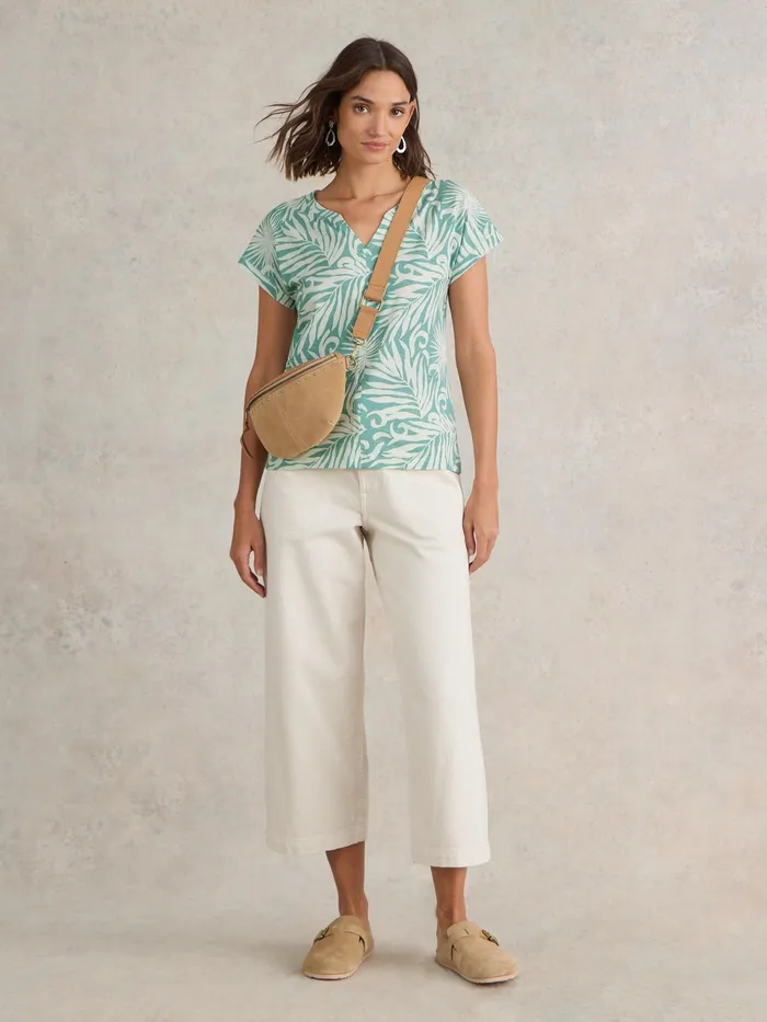 Women White Stuff Clothing NELLY NOTCH NECK COTTON TEE