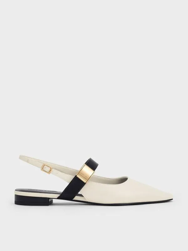 Women Yvette PointedToe Mary Jane Flats 8211 Chalk CHARLES and KEITH Ballet Flats Women Yvette PointedToe Mary Jane Flats 8211 Chalk CHARLES and KEITH Ballet Flats