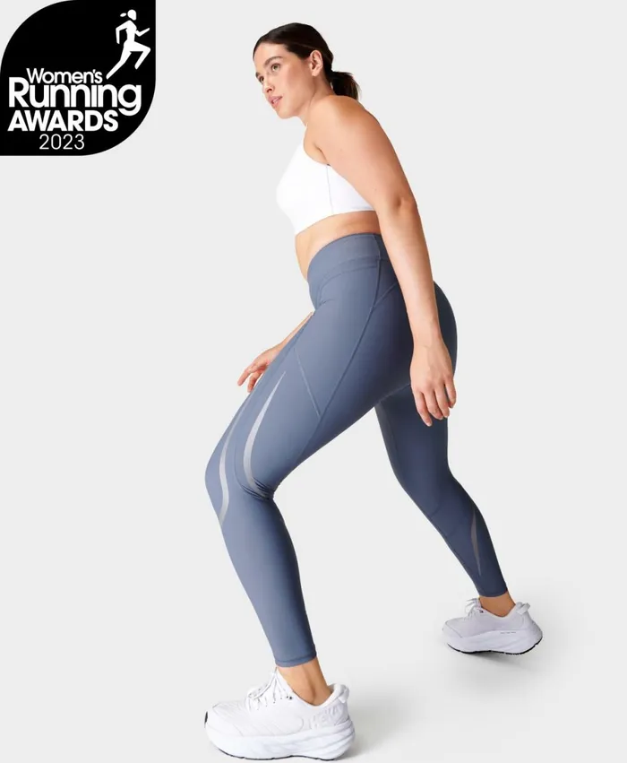 Women Zero Gravity 78 Illuminate Running Leggings Endless Blue Sweaty Betty Pocketed