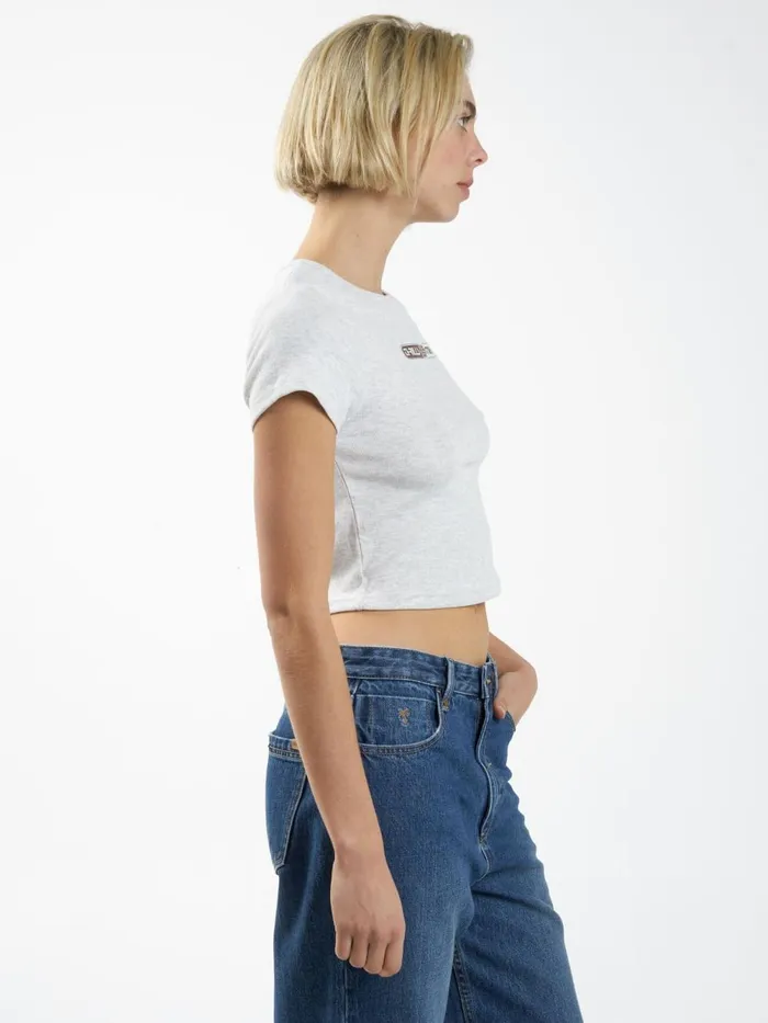 Womens Global Double Nation Curve Tee White Marble Thrills Tops and Tees