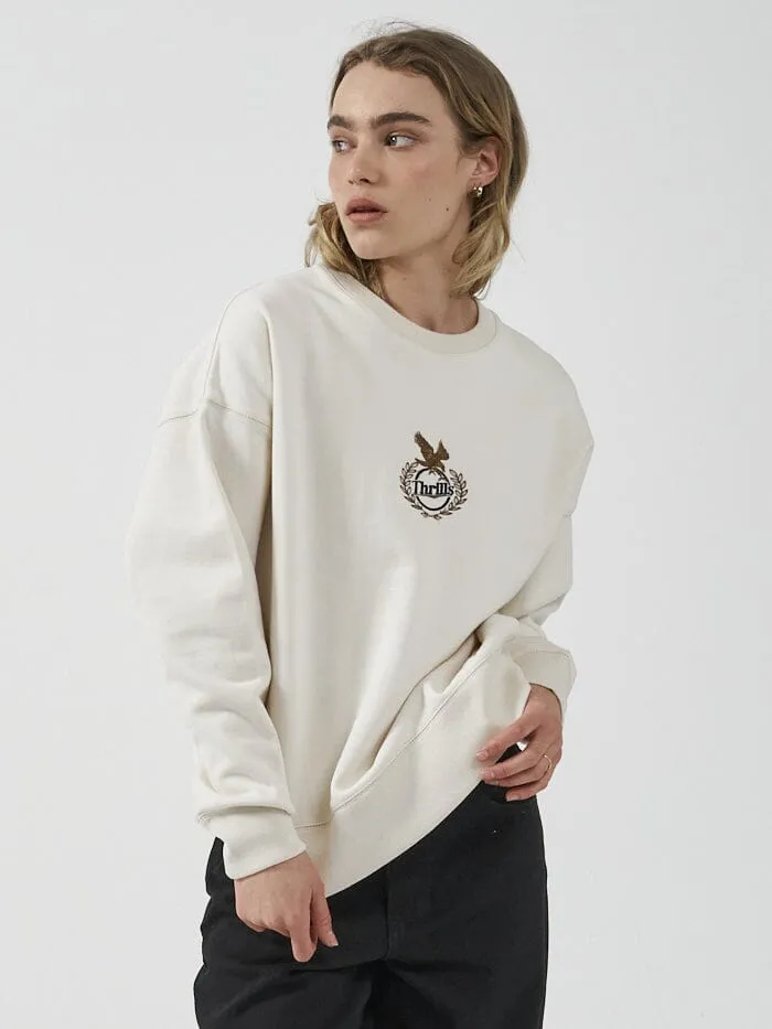 Womens Luxury Slouch Crew Unbleached Thrills Sweaters and Fleece