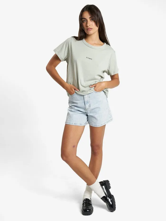 Womens Minimal Relaxed Tee Sage Grey Thrills Tops and Tees