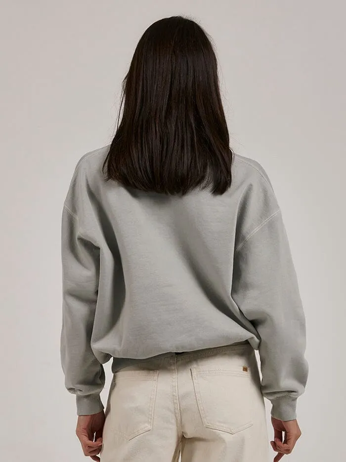 Womens Tempo Retro Slouch Crew Sage Grey Thrills Sweaters and Fleece