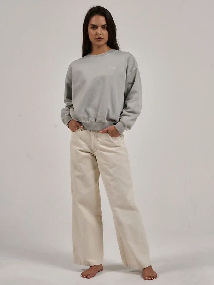 Womens Tempo Retro Slouch Crew Sage Grey Thrills Sweaters and Fleece